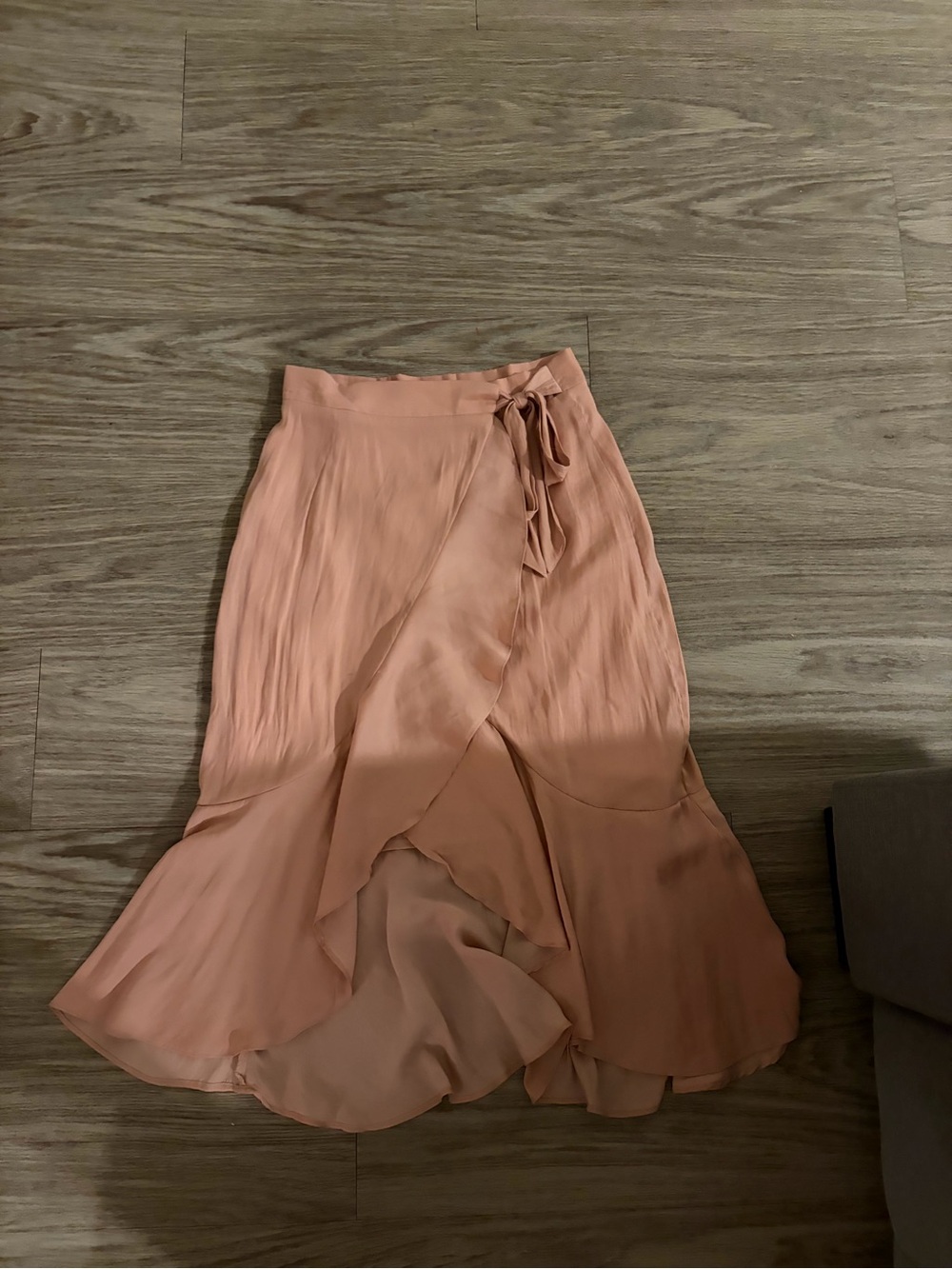 Women’s Peach Ruffle Wrap Midi Skirt